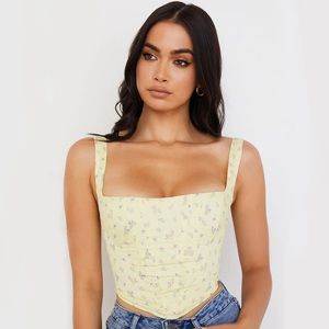 House of CB Square Neck Floral Corset Crop Top (NWT)